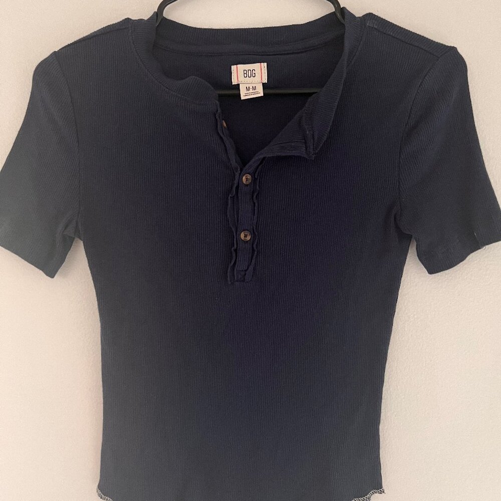 Women's BDG Henley T-Shirt Navy Blue Medium
